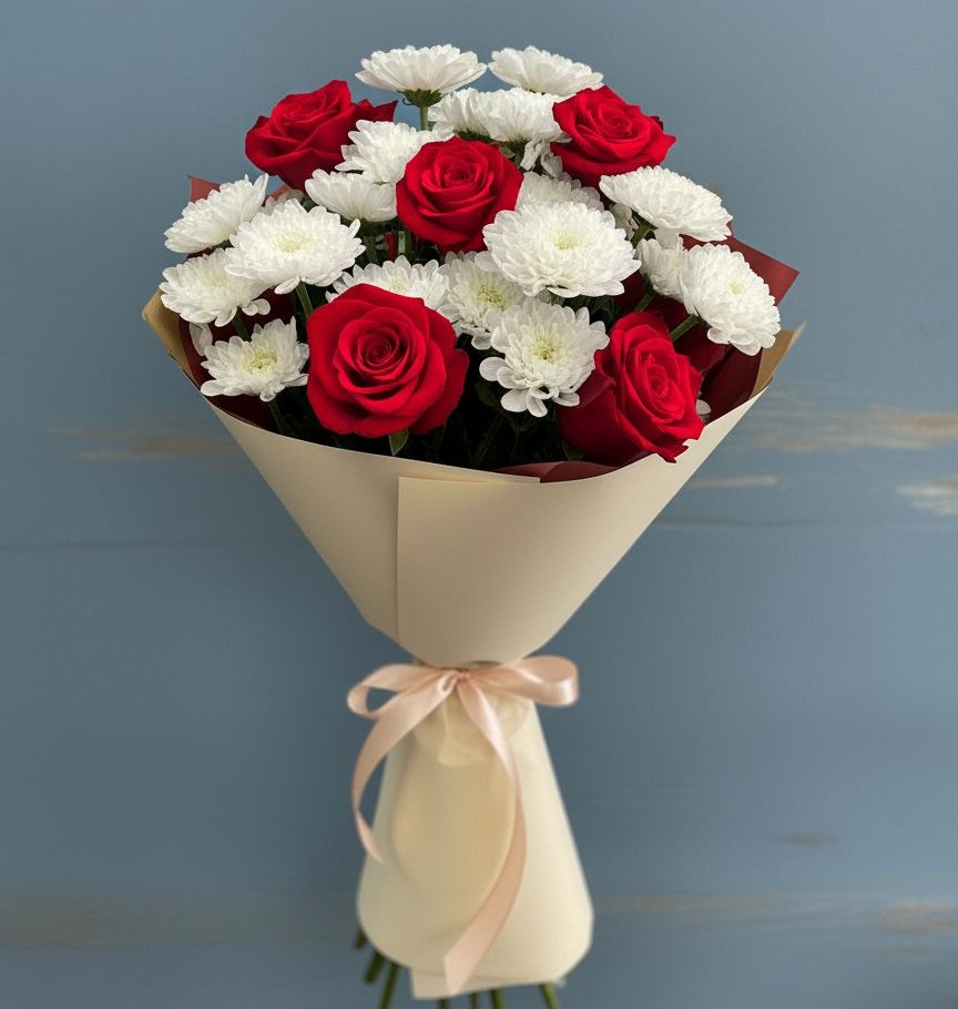 Букет цветов из: Розы и Хризантемы в Юрюзани