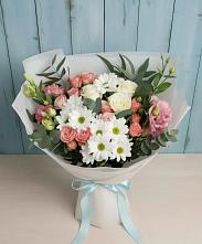 Букет цветов из:  Розы, Лизиантусы и Хризантемы в Юрюзани