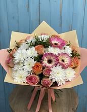 Букет цветов из:  Розы, Герберы и Хризантемы #REPLACE_PRED# Юрюзани