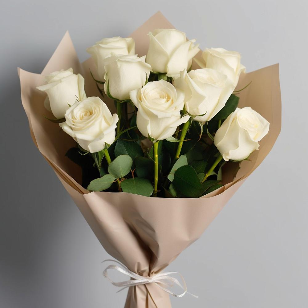 Букет 9 Белых роз Эдлесс Лав в Юрюзани