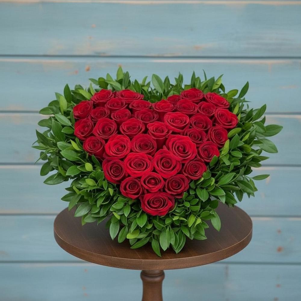 Цветочная композиция из Розы в виде сердца в Юрюзани