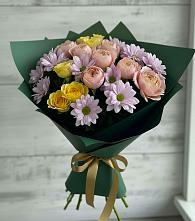 Букет цветов из:  Хризантемы и Розы в Юрюзани
