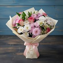 Букет цветов из:  Хризантемы, Альстромерии и Розы в Юрюзани