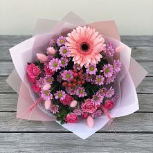 Букет цветов из:  Розы, Герберы и Хризантемы в Юрюзани