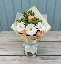 Букет цветов из:  Герберы, Розы и Хризантемы в Юрюзани