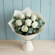 Букет Белые розы в Эвкалипте #REPLACE_PRED# Юрюзани